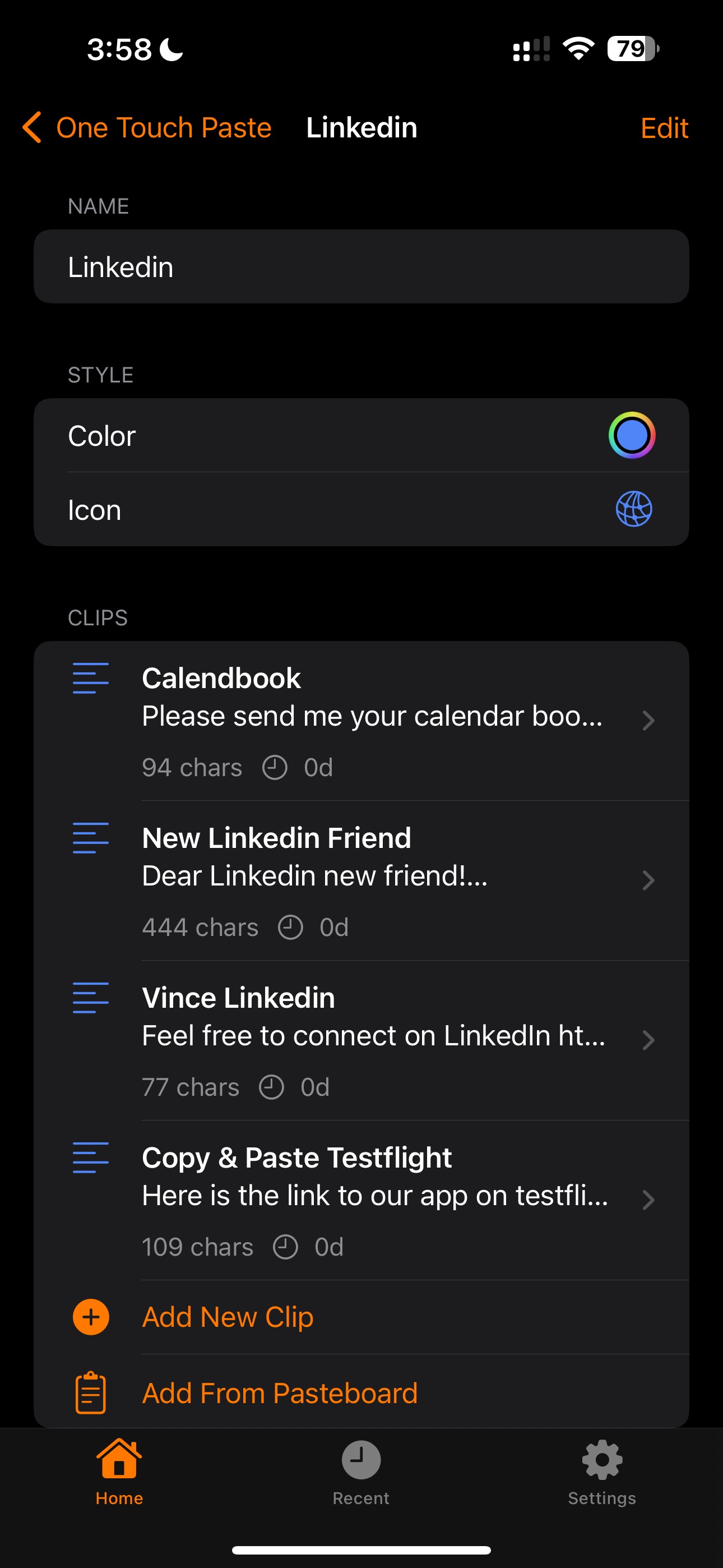 One Touch Paste app screenshot